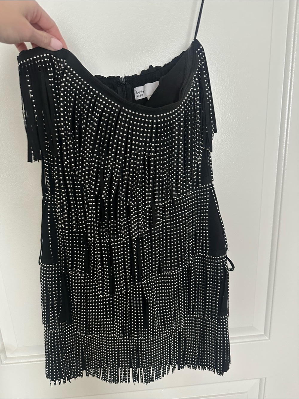 Black Fringe Studded Mini Dress